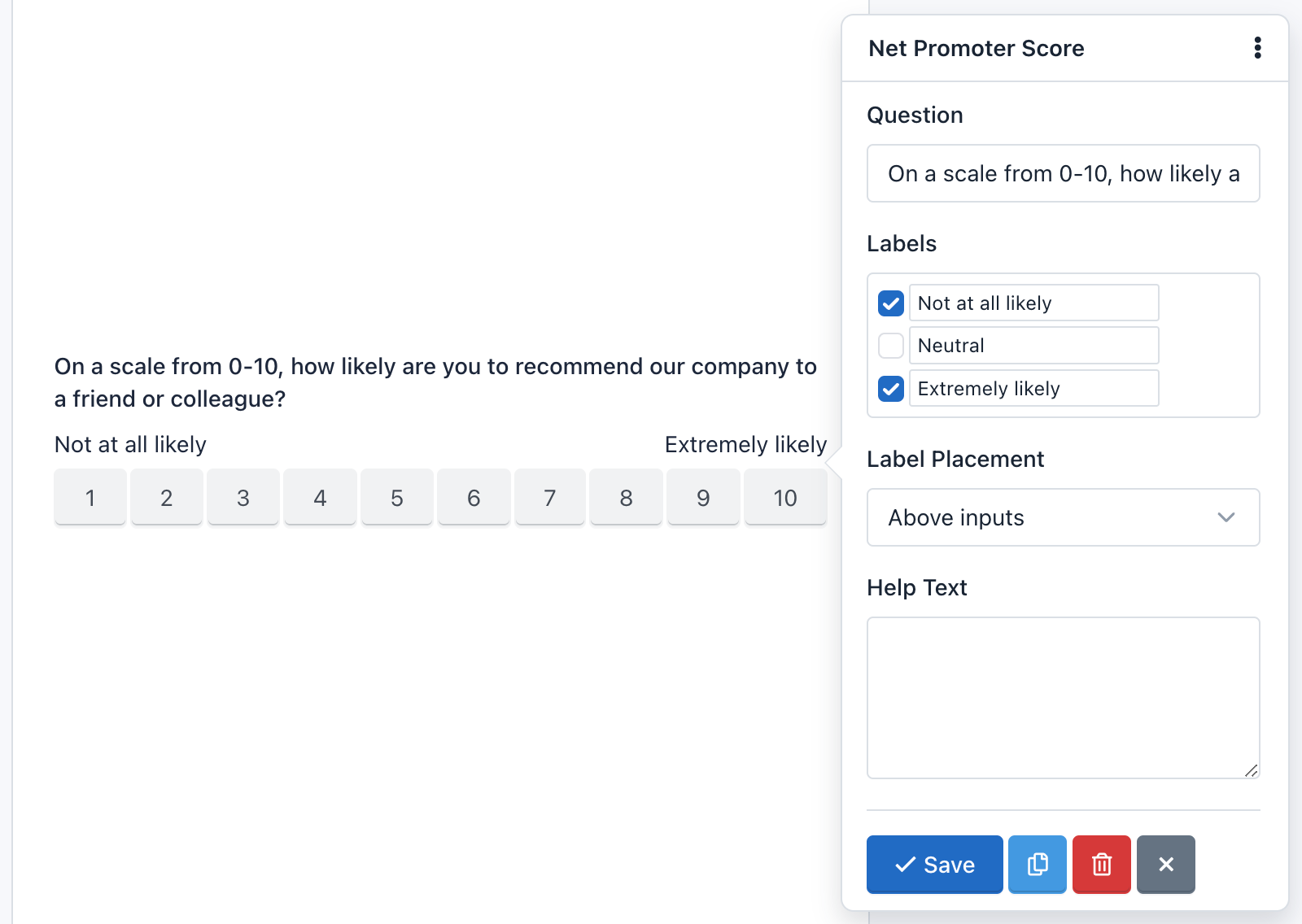 iform4u - Générateur de formulaires - Net Promoter Score (NPS)