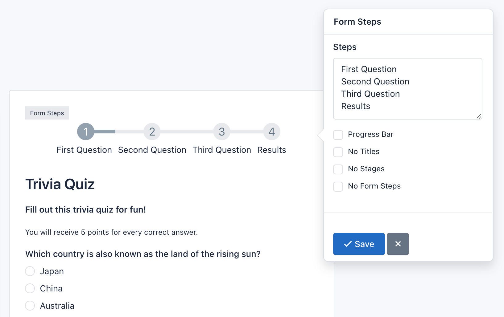 iform4u – Form Builder – Formularschritte