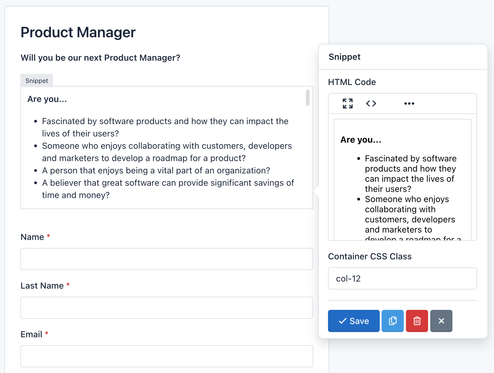 iform4u – Form Builder – Snippet