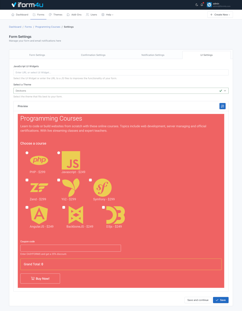 iform4u – Wenden Sie ein Design auf das Formular an