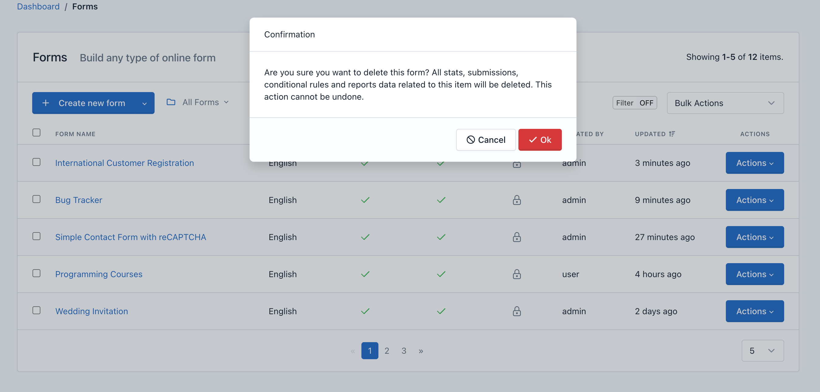 iform4u - Supprimer un formulaire