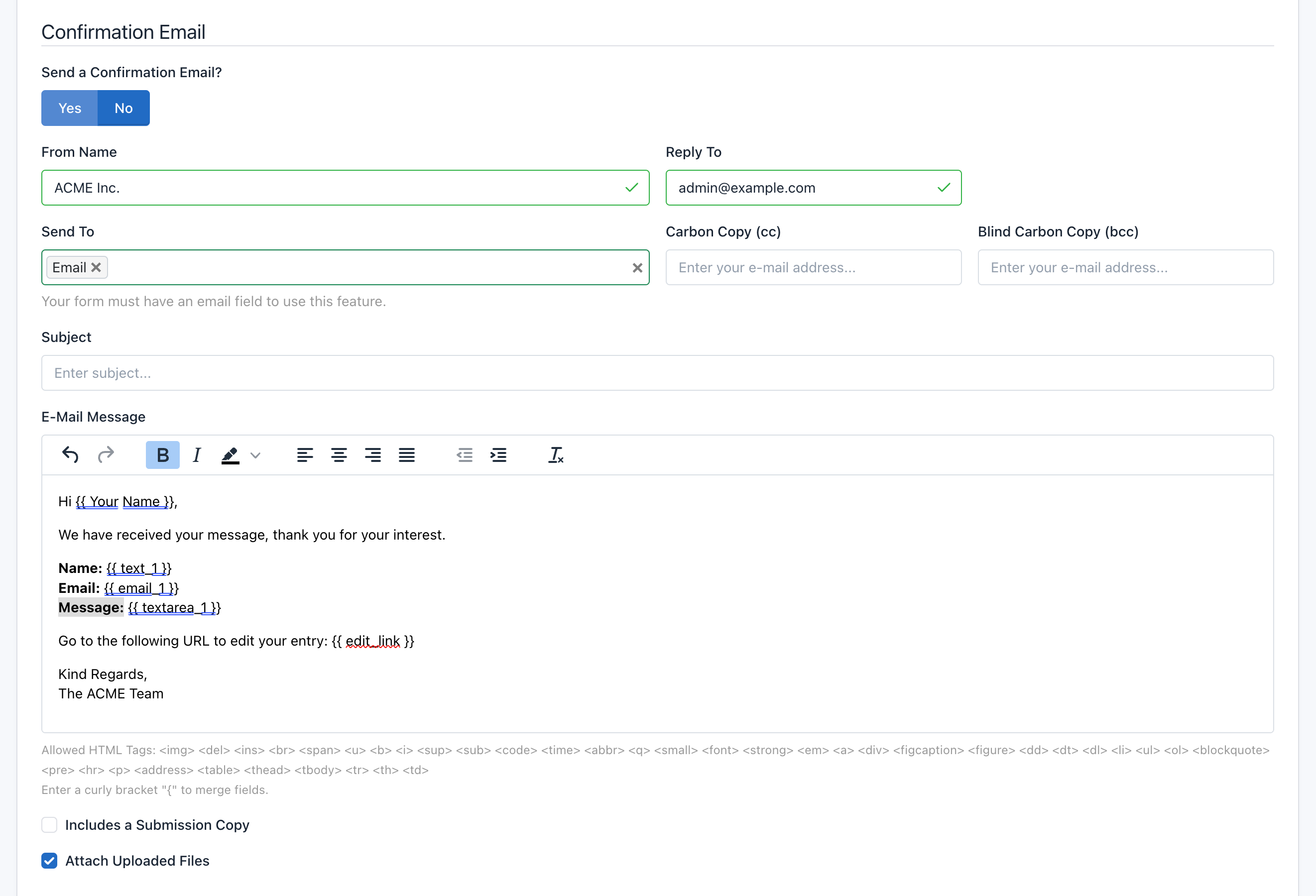 iform4u - Personalizando el mensaje