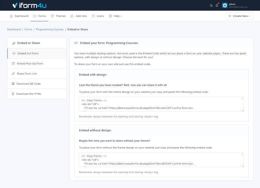 iform4u – Veröffentlichen und teilen Sie ein Formular