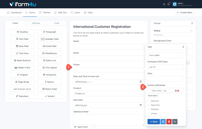 iform4u - UI Widgets - How to configure a UI Widget