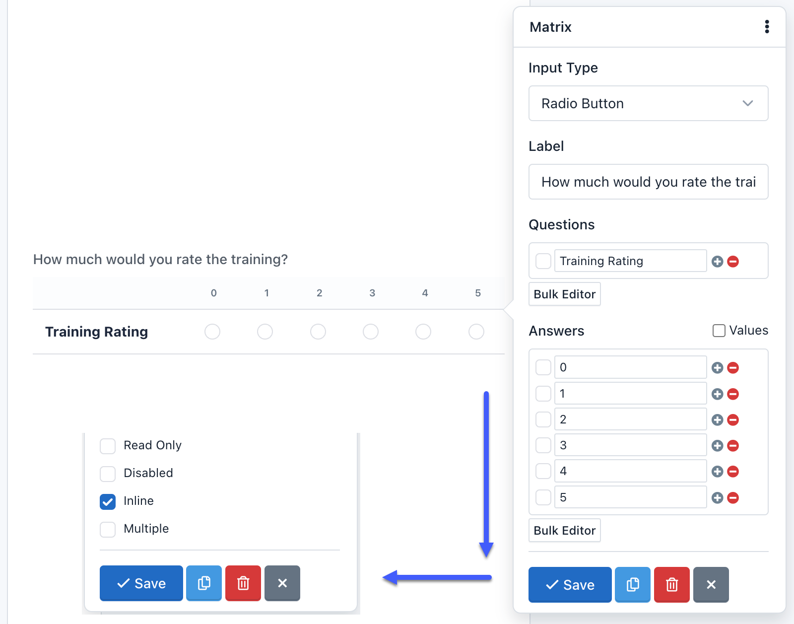 iform4u – Form Builder – Matrixfeld in Zeile