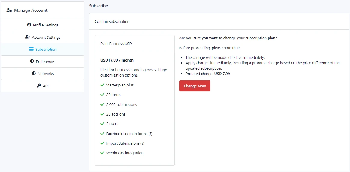 Actualice su plan de suscripción - iform4u