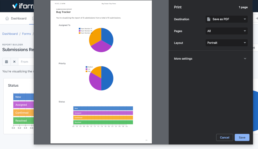 Report Builder - Imprimir/Salvar um relatório como documento PDF