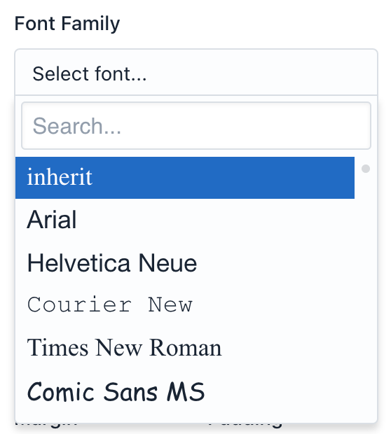 iform4u - Diseñador de temas - Selector de fuentes