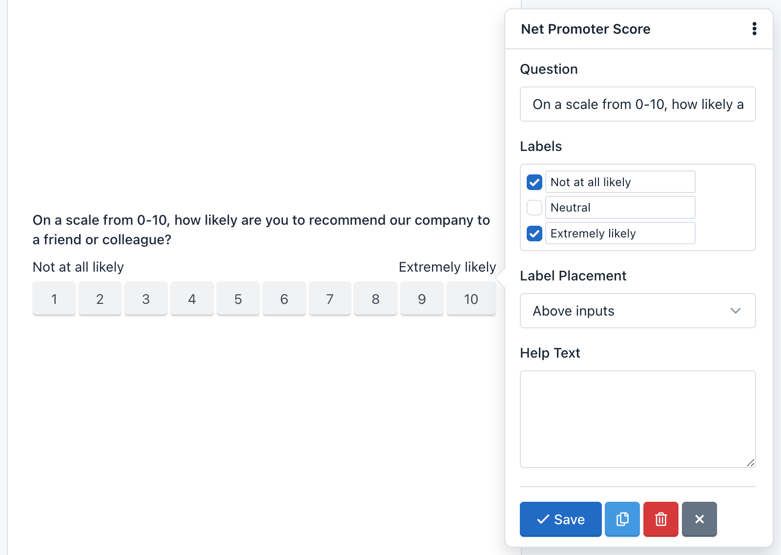 iform4u - Costruttore Moduli - Net Promoter Score (NPS)