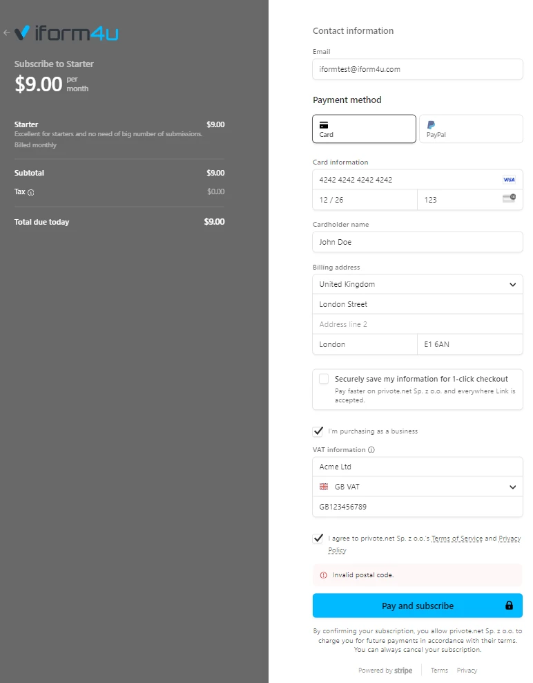 Effettua il pagamento per l'abbonamento - iform4u