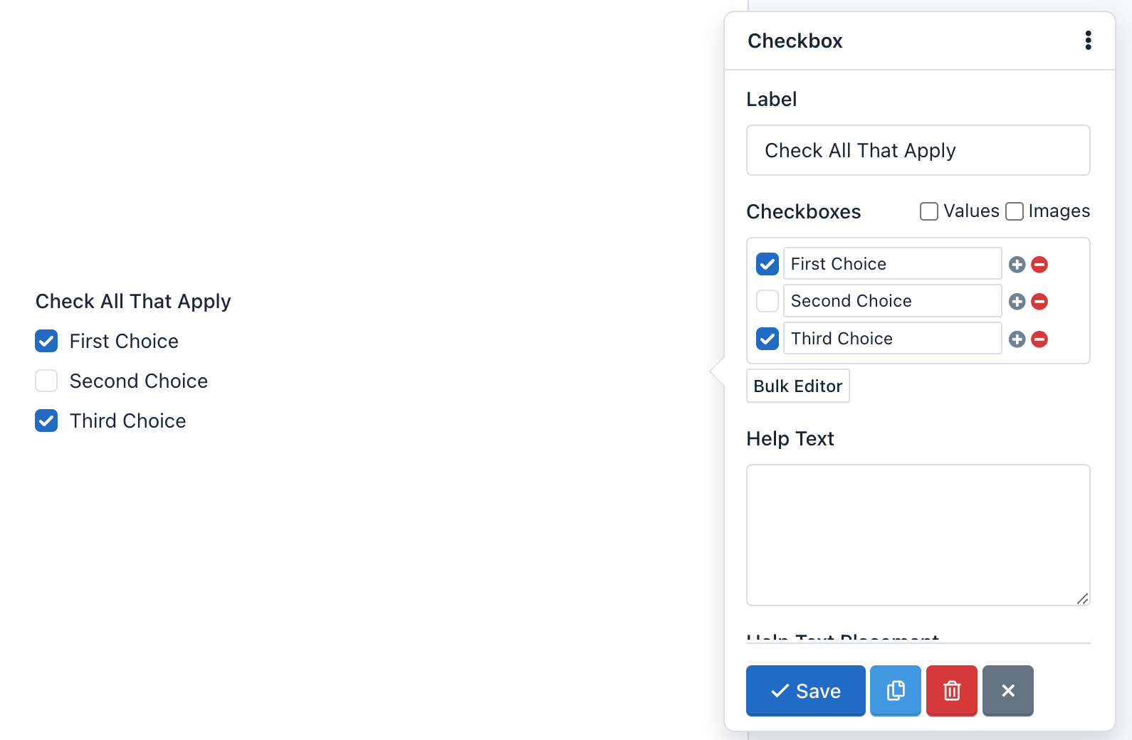 iform4u - Costruttore Moduli - Checkbox Component