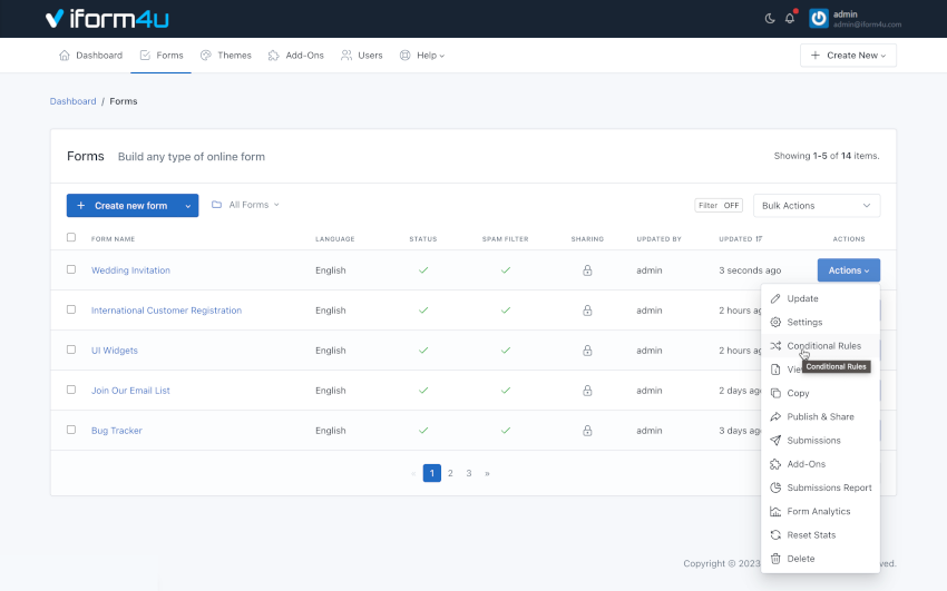 iform4u - Adicionar lógica condicional a um formulário