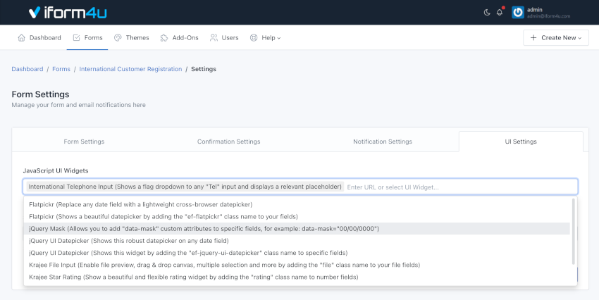 iform4u - Widget UI - Come Usare un Widget UI