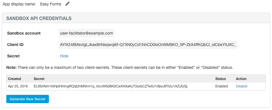 Credenziali PayPal Sandbox