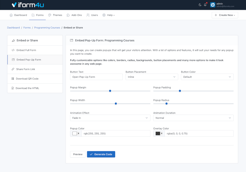 iform4u - Designer de PopUp