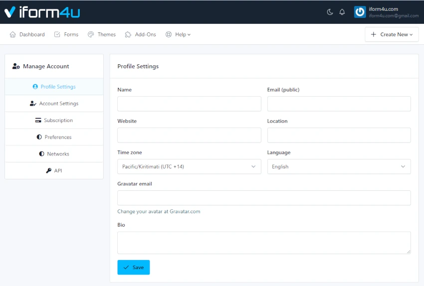 Aggiorna impostazioni profilo