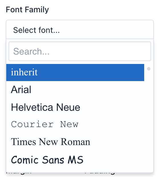 iform4u - Designer de Temas - Seletor de Fontes