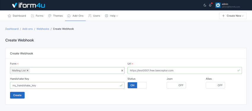 Utilizzo dei WebHooks
