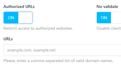 CORS / Autorisierte URLs