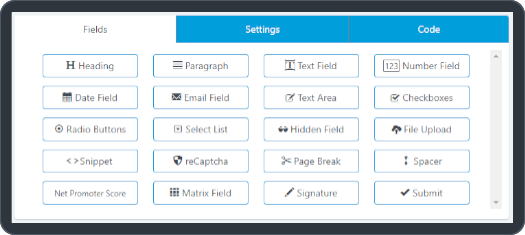 Simple drag and drop editor for online forms