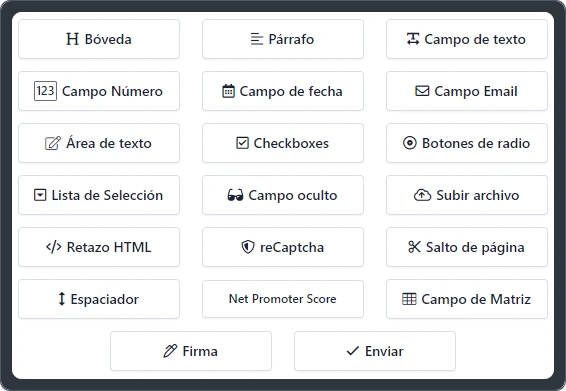 Editor simple de arrastrar y soltar para formularios en línea