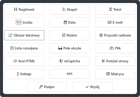 Prosty edytor przeciągnij i upuść dla formularzy online