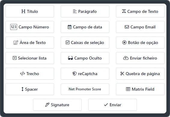 Editor simples de arrastar e soltar para formulários online