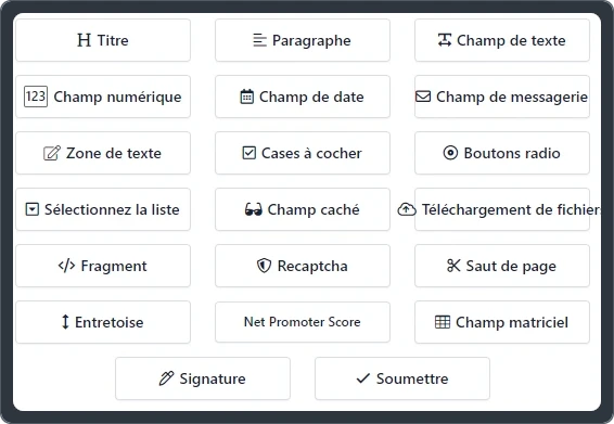 Éditeur simple par glisser-déposer pour les formulaires en ligne