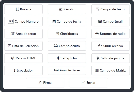 Editor simple de arrastrar y soltar para formularios en línea