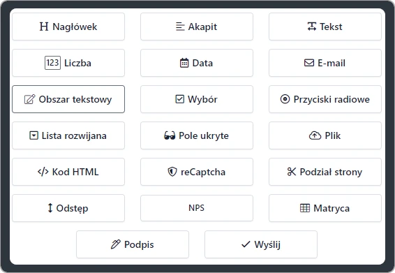 Prosty edytor przeciągnij i upuść dla formularzy online