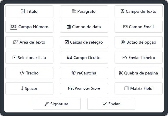 Editor simples de arrastar e soltar para formulários online